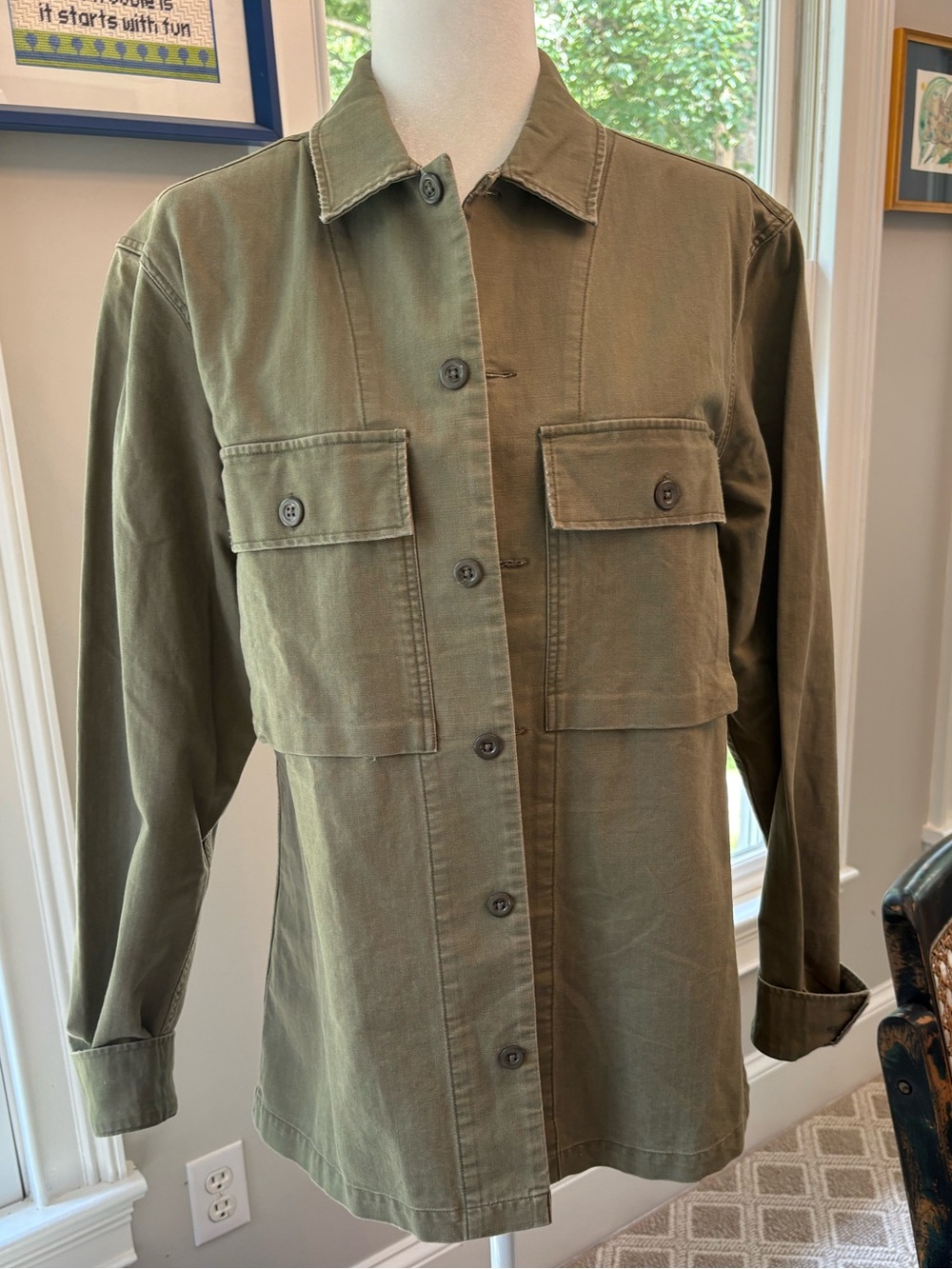 All Saints Olive Utility Button-Front Jacket